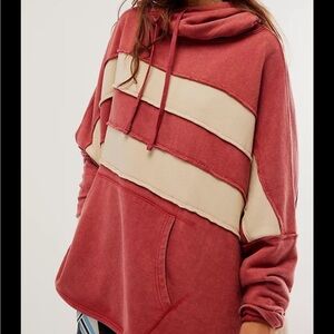 Free people spotted in stripes pullover hoodie